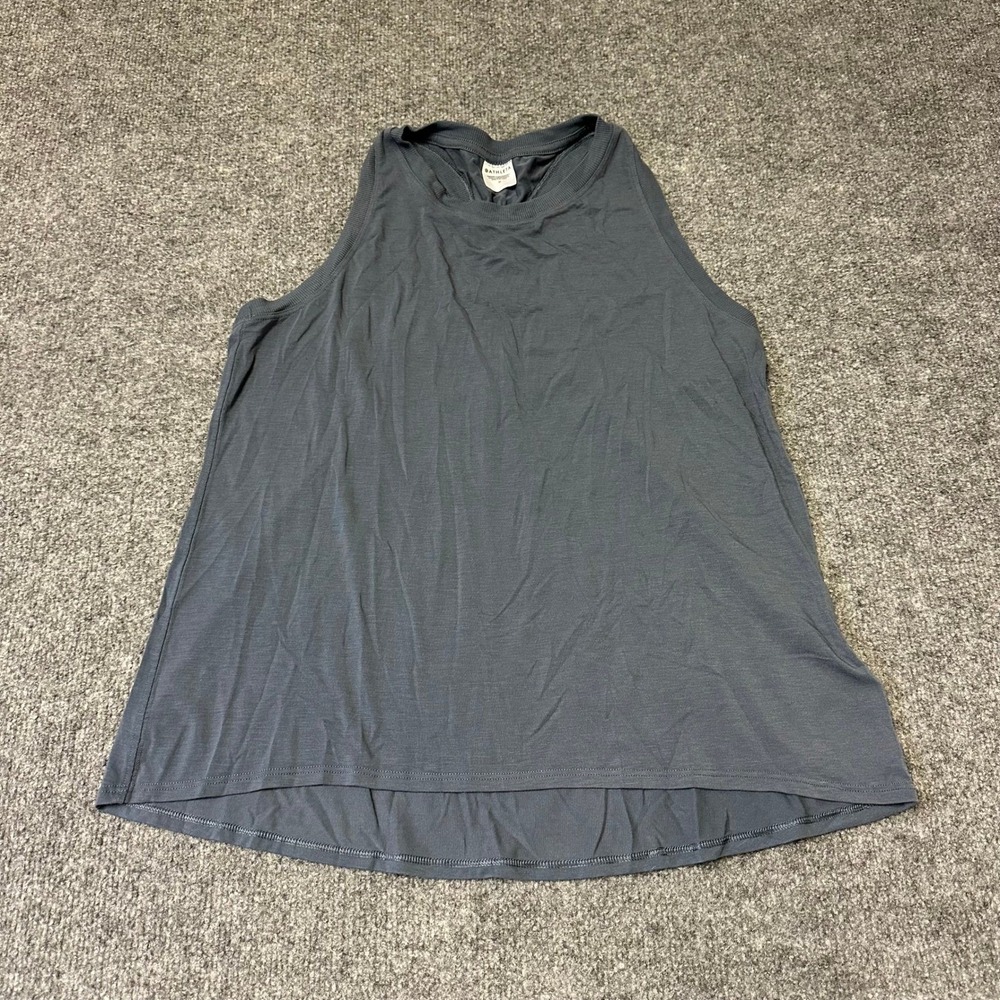 Athleta Tank Top Womens Size M Gray Racerback Pleated Back Activewear Yoga